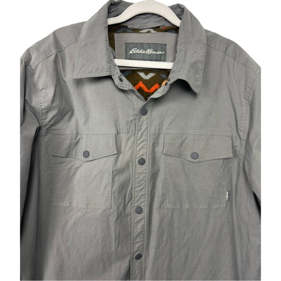 Eddie Bauer Men’s Fleece Lined Snap Front Shacket Grey Size XL - Picture 3 of 11